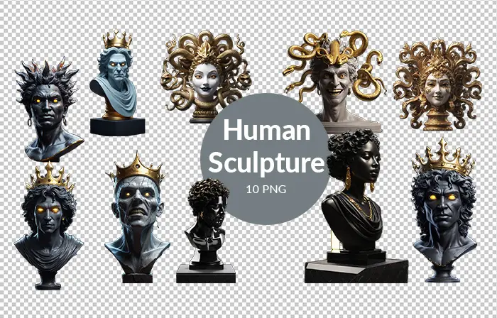 Human 3D Elements Dark Sculpture Art Pack image